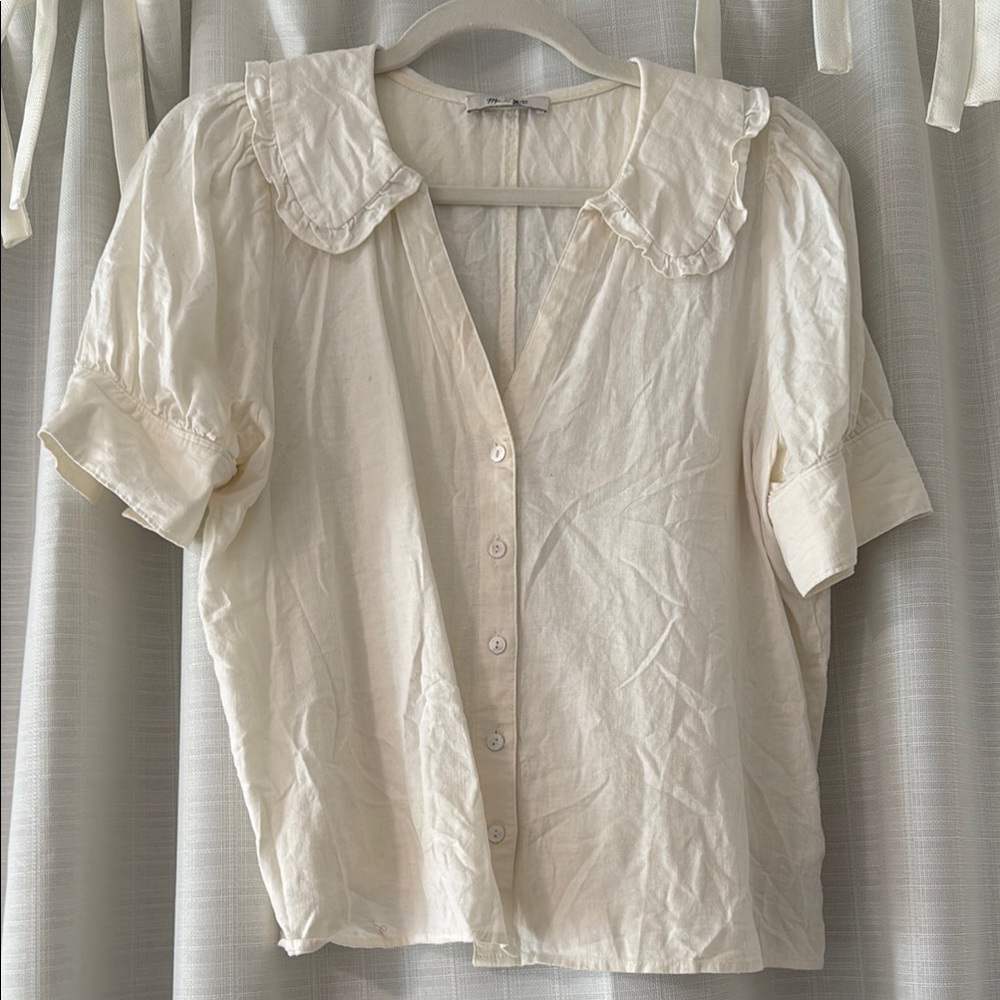 Madewell Cream Linen Top Size Small